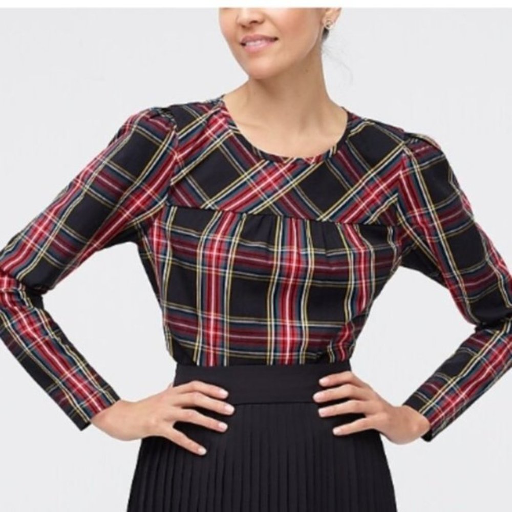 J. Crew Tartan Plaid Long Sleeve Blouse